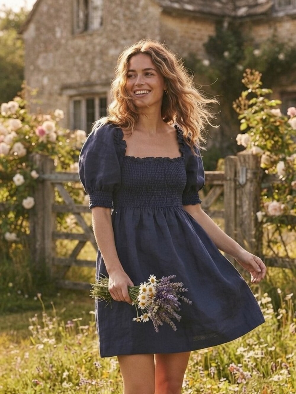 Hill House Home Blue Mini Dress Linen S